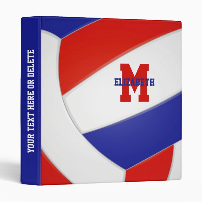 red blue team sports girls boys volleyball 3 ring binder (Front/Spine)