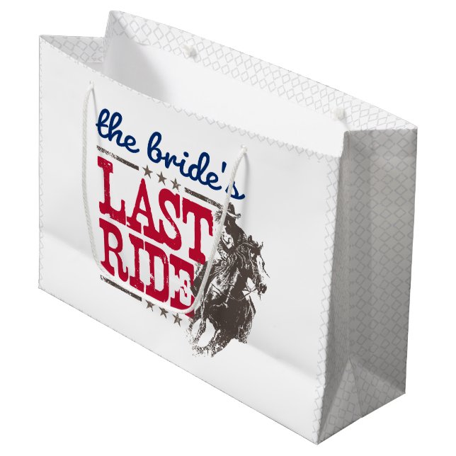 Red & Blue The Bride's Last Ride Large Gift Bag (Front Angled)