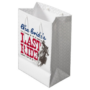 Red & Blue The Bride's Last Ride Medium Gift Bag