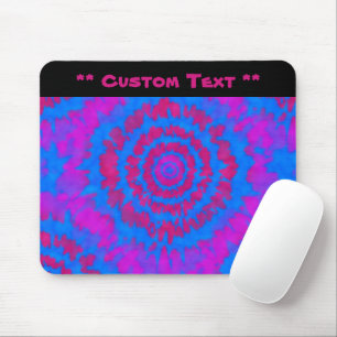 Red & Blue Tie Dye Mouse Pad w/ Custom Text