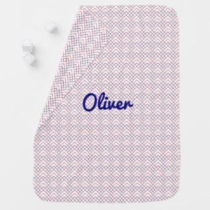 Red Blue Triangle Grid on White Baby Blanket