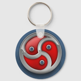 red blue triskellion keychain