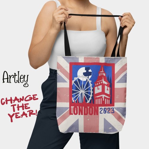 Red Blue United Kingdom Flag London City Year Tote Bag