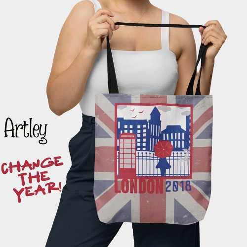 Red Blue United Kingdom Flag London Scene Year Tote Bag
