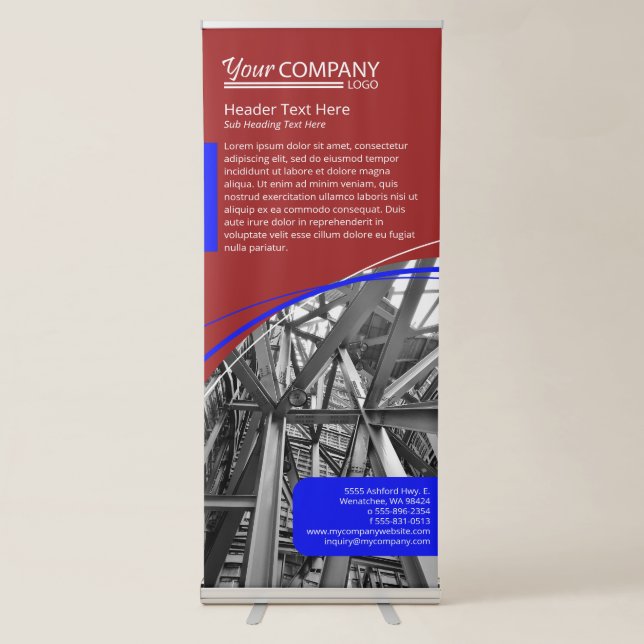 Red, Blue Vertical Retractable Banner (Front)