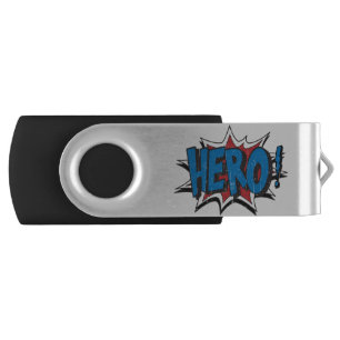 Red & Blue Vintage Hero Graphic Super Heroes Cli Flash Drive