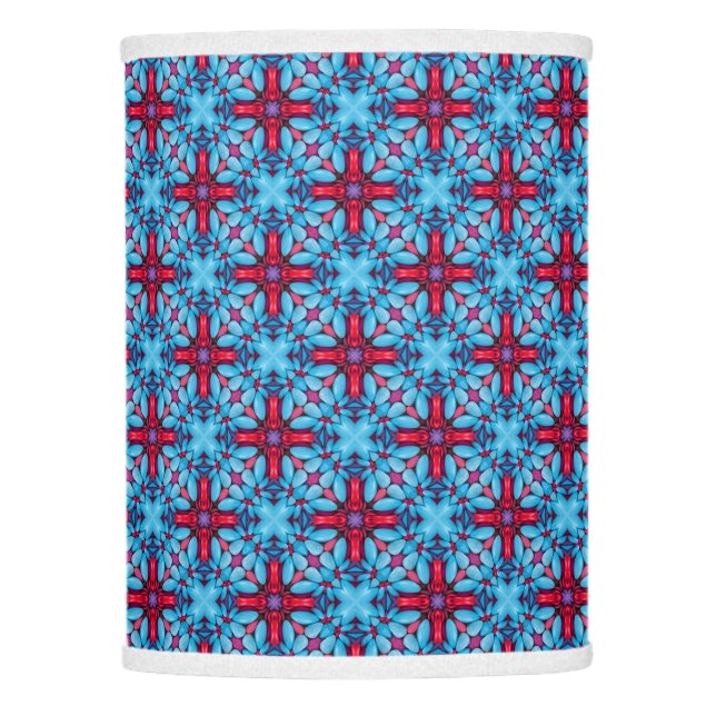 Red & Blue Vintage Kaleidoscope Lamp Shade (Front)