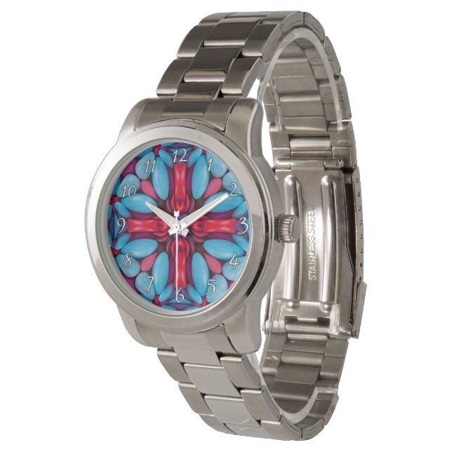 Red & Blue Vintage Kaleidoscope Watch (Angled)