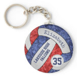 red blue volleyball keychain w school team name