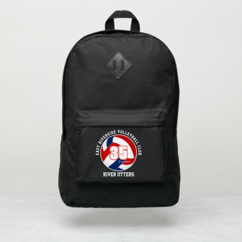 red blue volleyball player name team colors port authority backpack