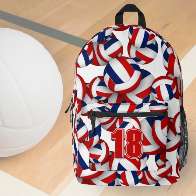 red blue volleyball team colors w player name  printed backpack (Creator Uploaded)