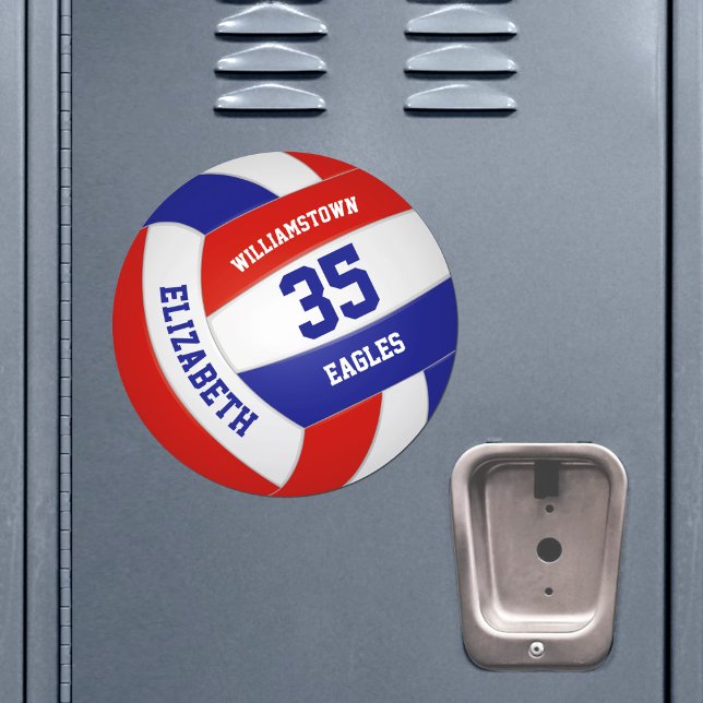 red blue volleyball team spirit school locker or car magnet (on gym locker)