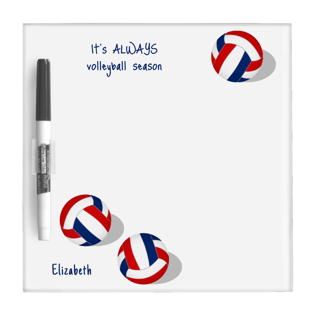 red blue volleyballs personalized dry erase board