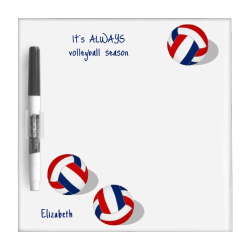 red blue volleyballs personalized dry erase board