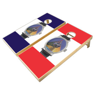 Red Blue Watch The Time Cornhole Set