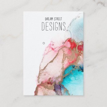 Red Blue Watercolor Gold Earring Display Card by TwoTravelledTeens at Zazzle