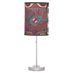 Red Blue Western Santa Fe Cowboy Ornate Table Lamp