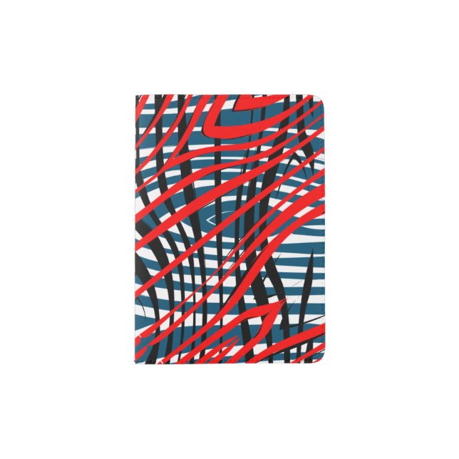Red blue white Abstract Pattern Passport Holder (Front)