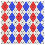 Red Blue White Argyle Diamond Pattern Design  Fabric