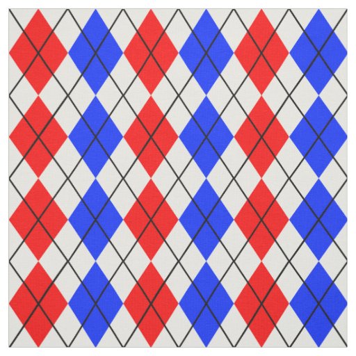 Red Blue White Argyle Diamond Pattern Design  Fabric