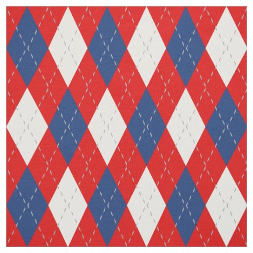 Red Blue White Argyle Pattern Fabric