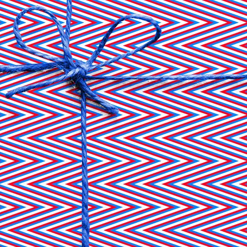 Red blue white Chevron Stripes _ Trippy Abstract Wrapping Paper