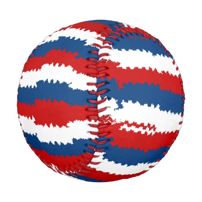 Red Blue White Cool Stripes Baseball (Angled)