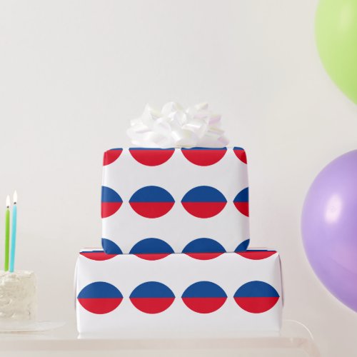 Red Blue White Custom Colors Geometric Patterns Wrapping Paper