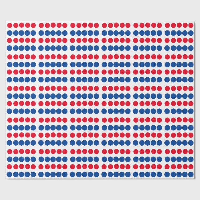 Red Blue White Custom Colors Patriotic Patterns Wrapping Paper (Seam)