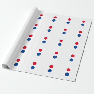 Red Blue White Custom Colors Polka Dots Patterns Wrapping Paper