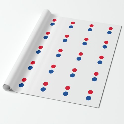 Red Blue White Custom Colors Polka Dots Patterns Wrapping Paper