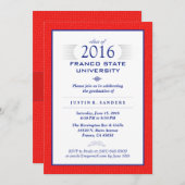 Red Blue & White Formal Graduation Party Invite (Front/Back)