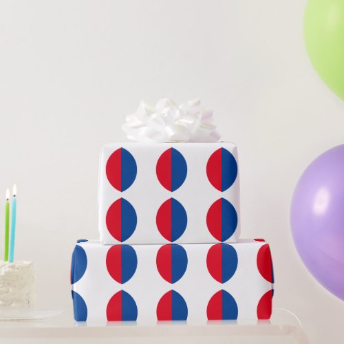 Red Blue White Geometric Patterns Custom Colors  Wrapping Paper