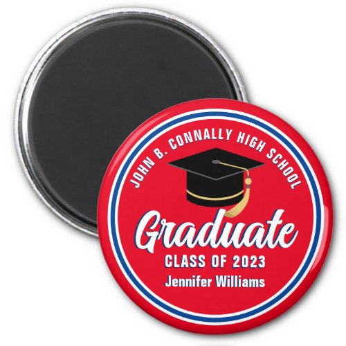 Red Blue White Graduate Custom 2023 Graduation Magnet