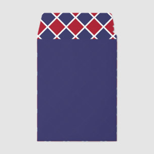 Red Blue White Harlequin Diamond Checker Pattern Envelope Mailers