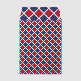 Red Blue White Harlequin Diamond Checker Pattern Envelope Mailers