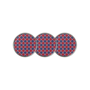 Red Blue White Harlequin Diamond Checker Pattern Golf Ball Marker