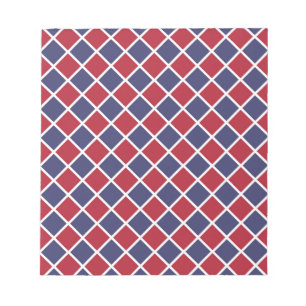 Red Blue White Harlequin Diamond Checker Pattern Notepad