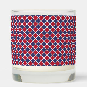Red Blue White Harlequin Diamond Checker Pattern Scented Candle