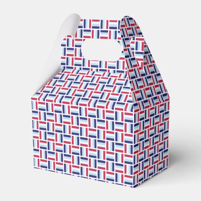 Red Blue White Modern Pattern Favor Boxes (Front Side)