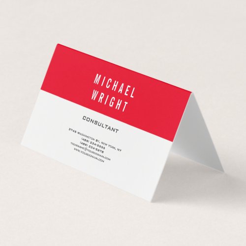 Red Blue White Modern Plain Simple Minimalist Business Card