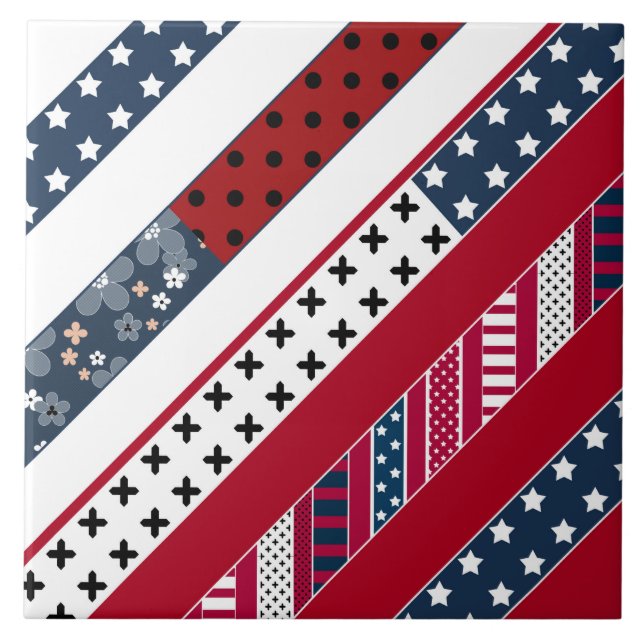 Red blue white national Patriotic background . Ceramic Tile (Front)