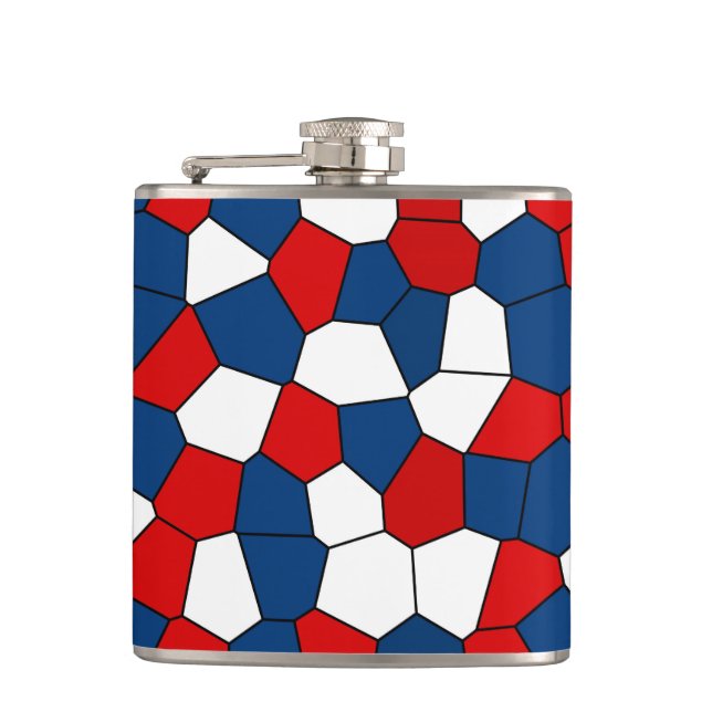 Red Blue White Pattern Hip Flask (Front)