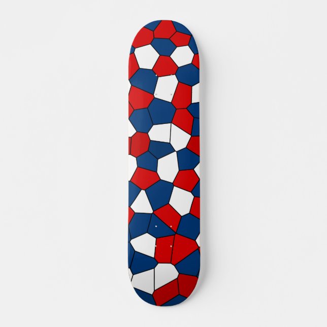 Red Blue White Pattern Skateboard Deck (Front)