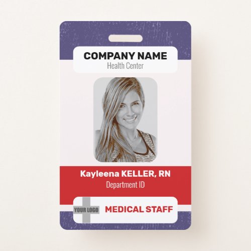 Red Blue White Photo Barcode Logo Medical Staff Badge