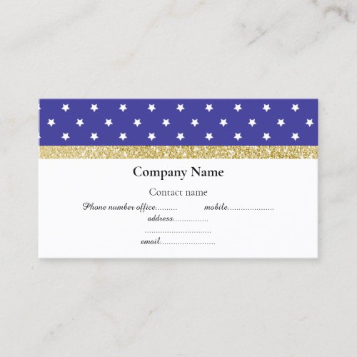 RED BLUE WHITE STAR BOW BUSINESS CARD GOLD