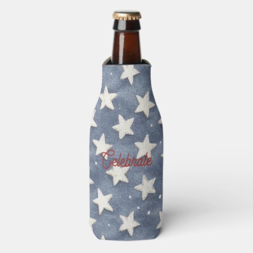 Red Blue White Stars Celebrate America Bottle Cooler