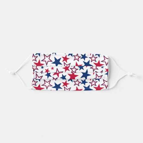 Red Blue White Stars Patriotic American Flag  Adult Cloth Face Mask