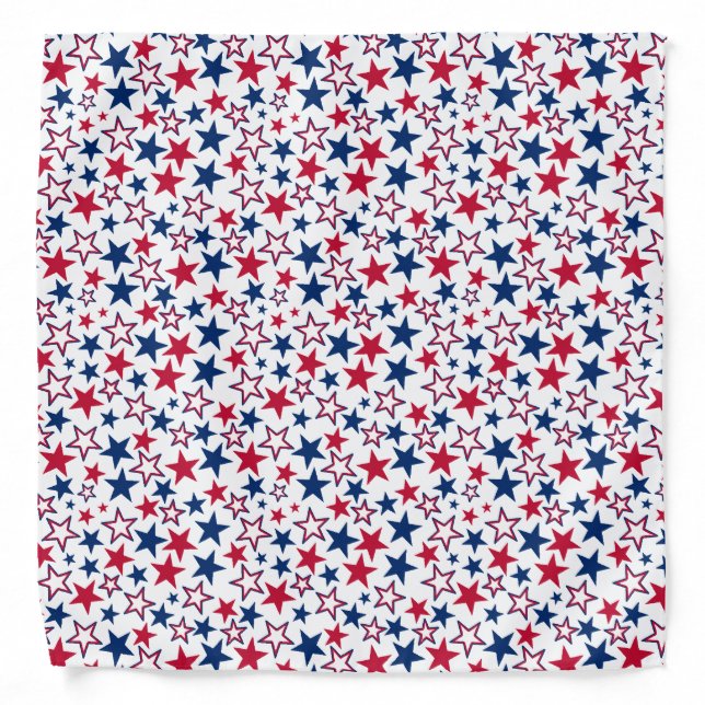 Red Blue White Stars Patriotic American Flag Bandana (Front)