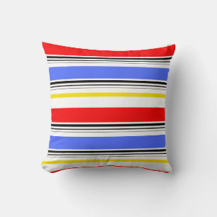 Red Blue White Stripes Design Throw Pillow